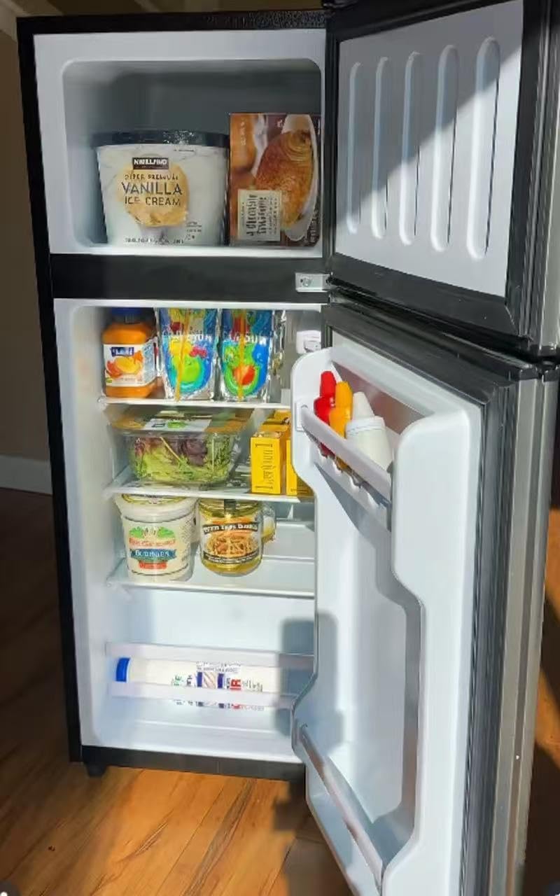 Anukis Compact Refrigerator 3.8 Cu Ft 2 Door Mini Fridge with Freezer For Apartment, Dorm, Office, Family, Basement, Garage