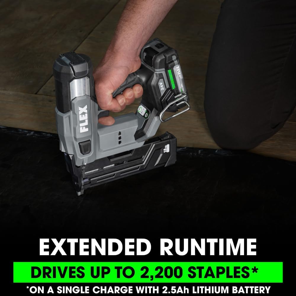 FLEX 24V Brushless 1/4-inch Narrow Crown Stapler Kit with 2.5Ah Lithium Battery and 160W Fast Charger - FX4511-1A