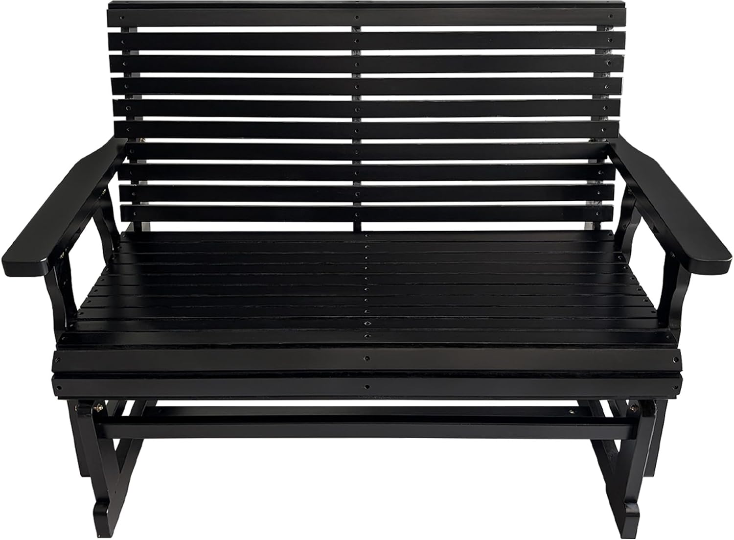 Fortune Candy Wooden Patio Glider with High Roll Back and Deep Contoured Seat, Solid Fir Wood, 2-Seater, Heavy Duty 800 LBS, 4 Ft. (Carbon Black)