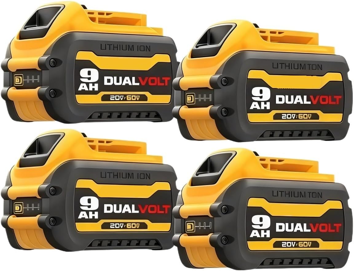 LINGYUE DCB609 9.0Ah Lithium Ion Battery - Compatible with Dewalt 20V/60V Flex-Volt MAX DCB612 DCB615 DCB200 DCB180 DCB182 Cordless Power Tool Packs(4PACK)