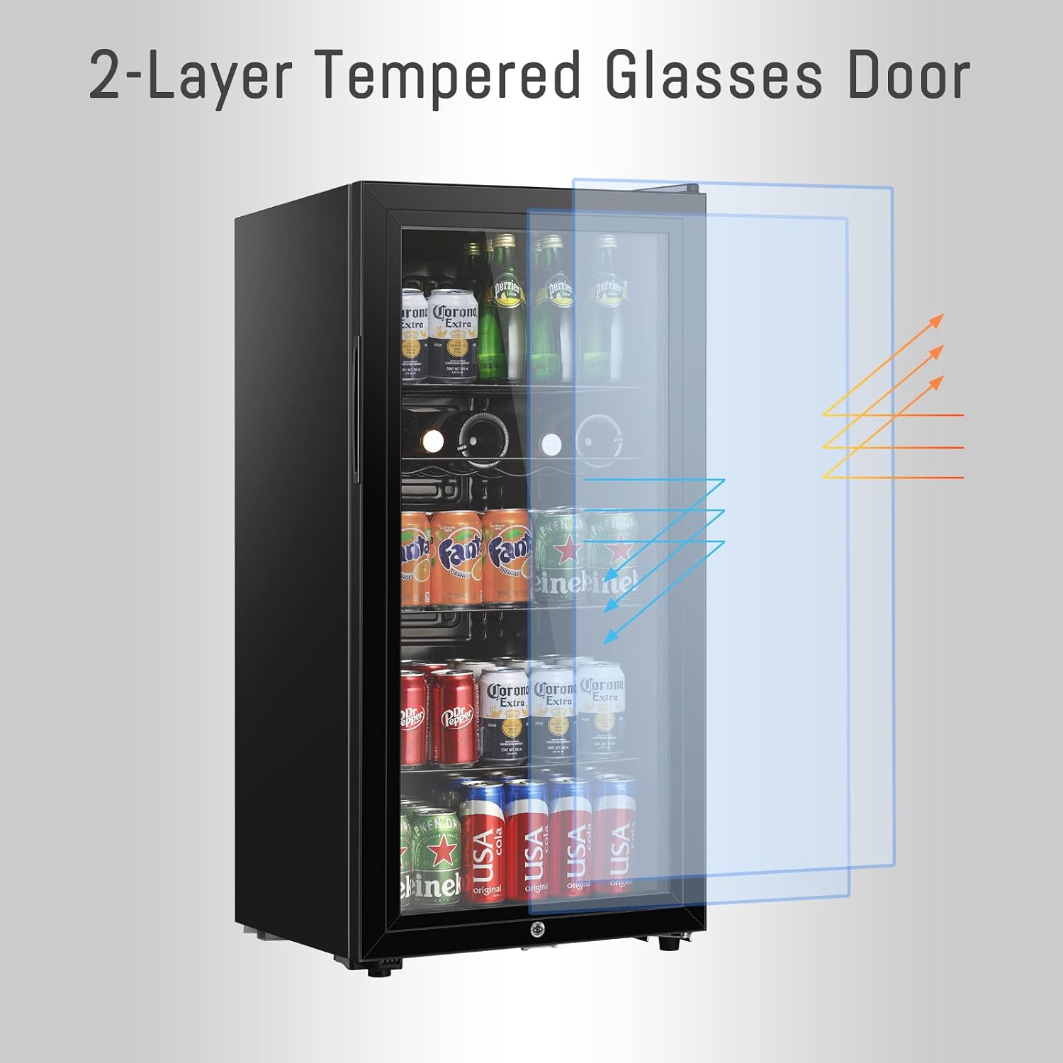 HAILANG LANG Beverage Refrigerator, 4.5 Cu.Ft, Mini Fridge with Glass Door for Soda Beer, Freestanding Beverage Cooler for Office, Bar, Adjustable Shelving&Adjustable Foot