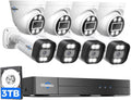 [121° Wide Angle+2-Way Audio] Hiseeu 4K Security Camera System,8pcs 5MP PoE Security Cameras Wired Outdoor,Human Vehicle Detect,Color Night Vision,NVR 16CH Expandable w/3TB HDD for 24/7 Record