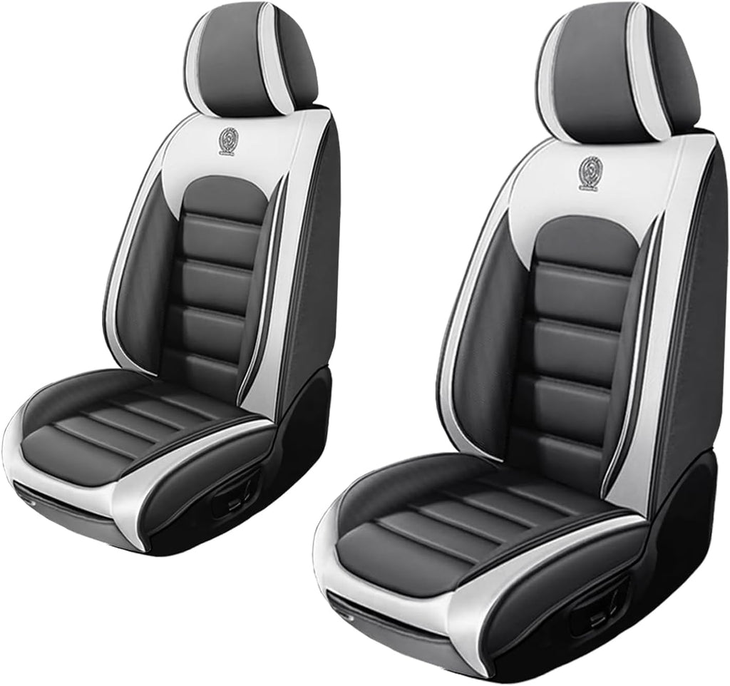 2 Seat Covers for Buick Encore GX 2020-2024 Leather Car Seat Covers Waterproof Anti-Slip Car Seat Protectors Comfort Premium Automotive Seat Covers with Airbag（Standard,White+Gray）