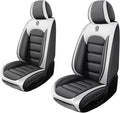 2 Seat Covers for Buick Encore GX 2020-2024 Leather Car Seat Covers Waterproof Anti-Slip Car Seat Protectors Comfort Premium Automotive Seat Covers with Airbag（Standard,White+Gray）