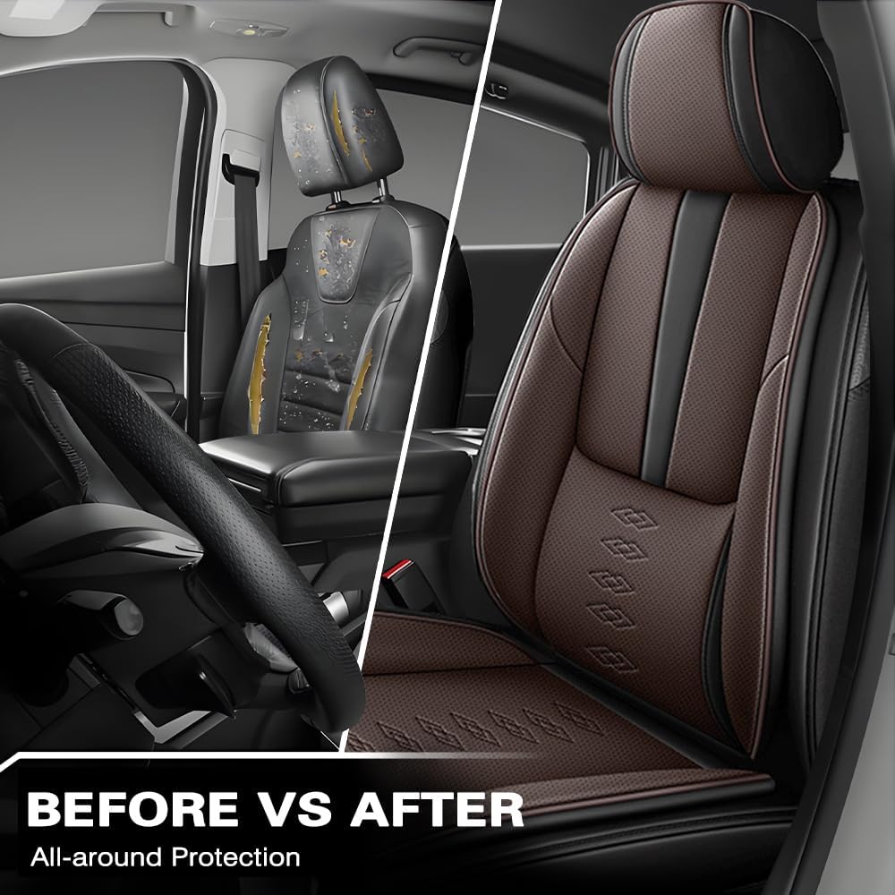 Full Set Seat Covers for Subaru Outback 2000-2024 2025,Leather Car Seat Covers,Soft Interior Accessories Seat Cushion Cover,Waterproof Automobile Seat Protectors for Outback(Black Coffee,Deluxe)