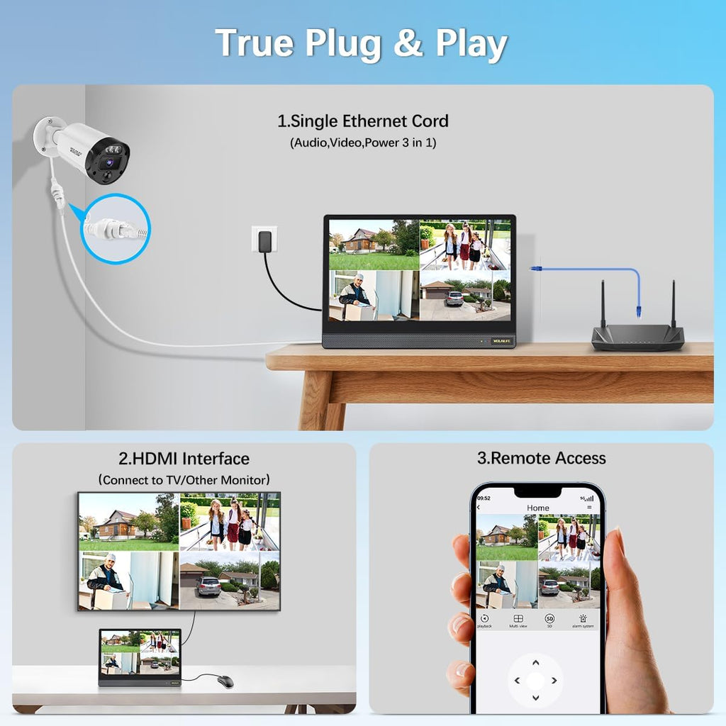 【All-in-One Security System】 4K 2160P Outdoor Wired Security Camera System, Home Video Surveillance & Security Cameras Systems