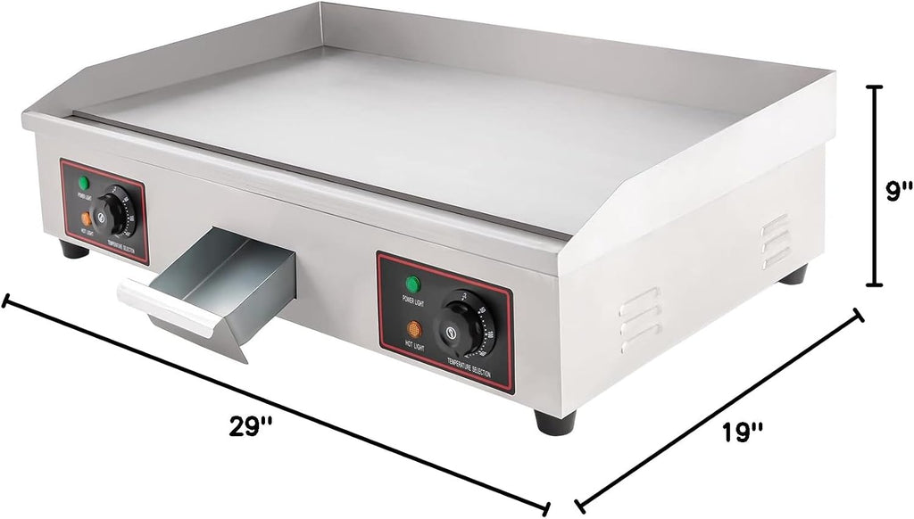 29'' Electric Countertop Griddle 3000W Commercial Electric Griddle Countertop Flat Top Grill BBQ Teppanyaki Cooking Griddle Pancake Maker, 29'' x 16'' Cooking Pan