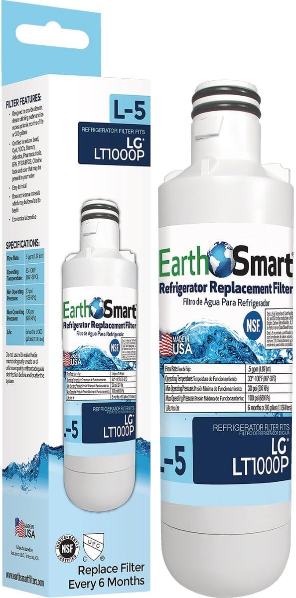 EarthSmart 102644 L-5 Refrigerator Filter, Fits LG LT1000P - Quantity 4