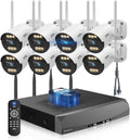 《130° Wide Angle & 2-Way Audio》Wireless Security Camera System Outdoor, WiFi Cameras Systems Video Surveillance DVR Kits