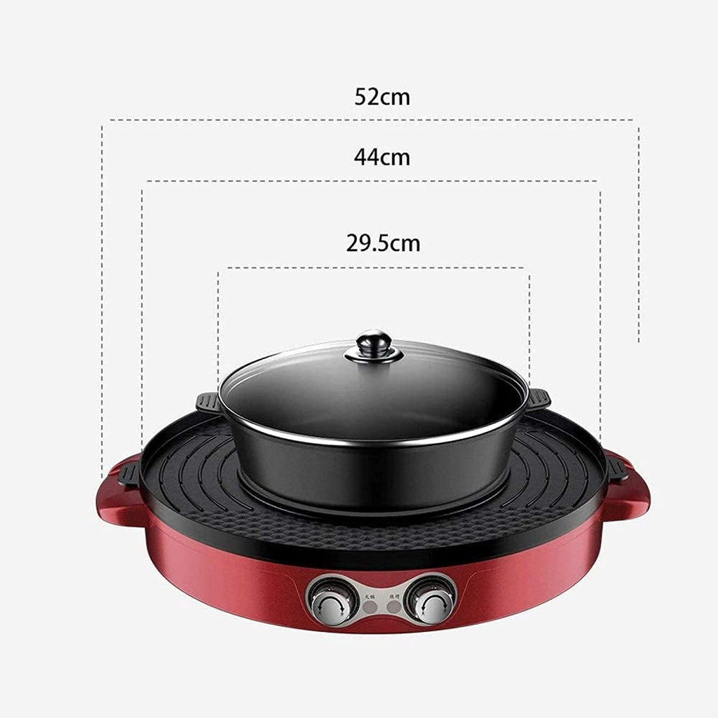 BBQ Smokeless Grill 2-in-1 Barbecue Hot Pot One Pot Detachable Electric Hot Pot Adjustable Temperature Indoor Smokeless Hot Pot Barbecue Machine