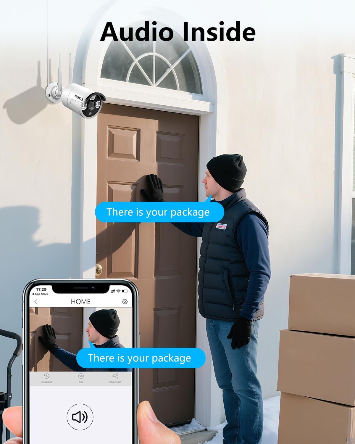 (2026 New) Wireless Security Camera System, 10CH 10'' IPS Monitor NVR with 4 x 3MP WiFi Cameras & 1TB HDD, Dual Band 2.4/5.8G, Dual Antennas, Audio, IP67, No Monthly Fee