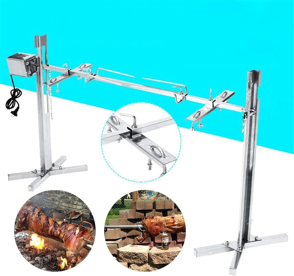 360 Degree Automatic Rotating Barbecue Grill Kit, Outdoor Camping Barbecue Grill, Barbecue Fork, for Roasting Pigs Lambs
