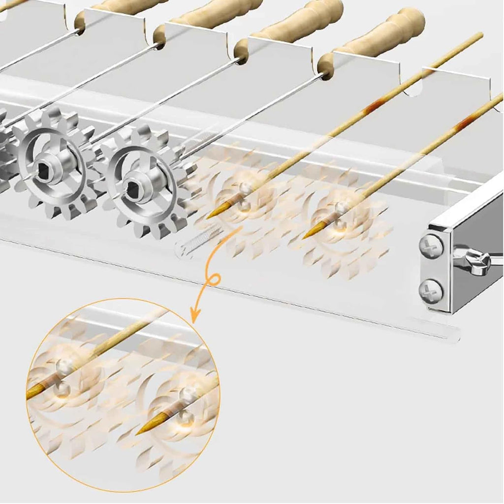 iDili Ac/Dc Fully Automatic Barbecue Flip Rack, Adjustable Width Bamboo Skewer Grilling Machine 5V Can Be Connected to Power Bank (60cm)