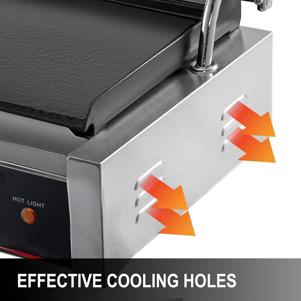 Commercial Electric Griddle Stainless Steel Grill BBQ, Countertop Hotplate Flat Top Kitchen Grill, Business Catering BBQ Steak Bacon Fryer Pans with Dual Thermostatic Control