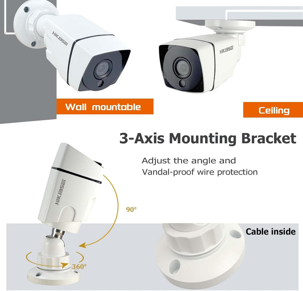 8CH Home Wired Security Camera System with 1TB Hard Drive, 8Channel 5MP H.265+ 5-in-1 DVR System, 8 x 1080p Metal Weatherproof Surveillance Wired Cams, 80ft Night Vision, Remote Access