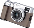 Camera Half Case for Fujifilm Fuji X100VI,Vintage Metal Genuine Leather Instant Camera Protective Cases Stylish Portable Shockproof (Gray)