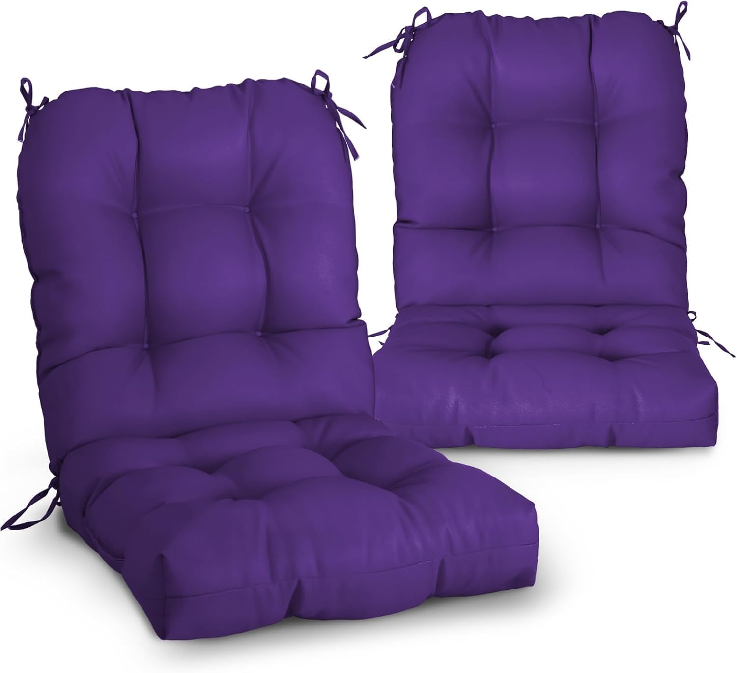 EAGLE PEAK Tufted Outdoor/Indoor Seat/Back Chair Cushions, Set of 2, 42'' x 21'', Purple