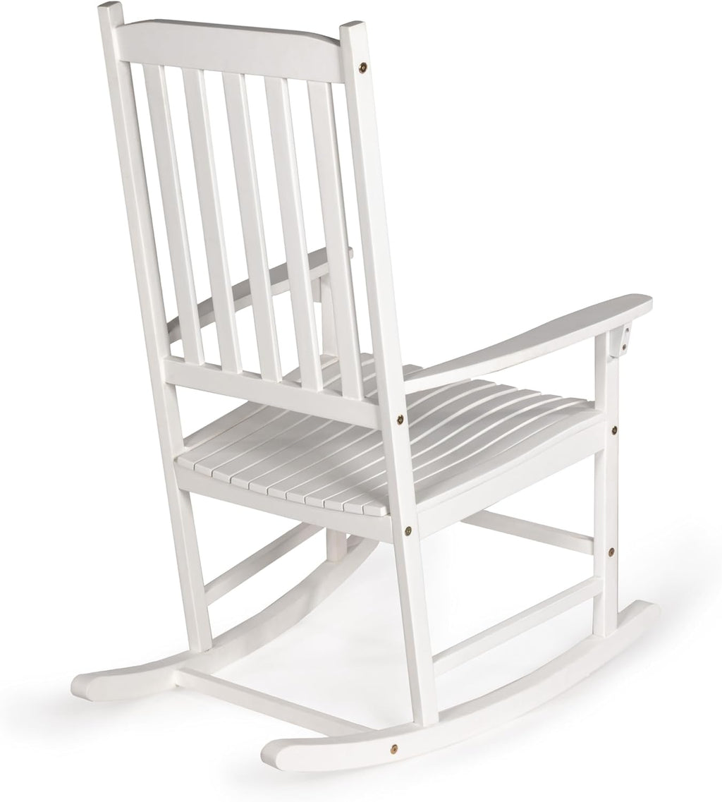 JONATHAN Y RCK300C Seagrove Farmhouse Classic Slat-Back 350-LBS Support Acacia Wood Outdoor Rocking Chair Traditional, Coastal, Cottage, Vintage, Shabby Chic, White