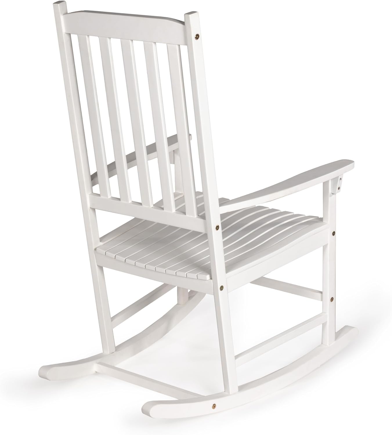 JONATHAN Y RCK300C Seagrove Farmhouse Classic Slat-Back 350-LBS Support Acacia Wood Outdoor Rocking Chair Traditional, Coastal, Cottage, Vintage, Shabby Chic, White