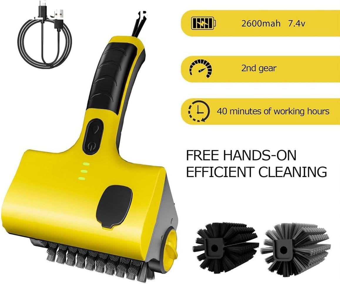 Grill Brush,Barbecue Grill Electric Cleaning Brush with Replaceable Head,360° Tile Cleaner with 2600Mah Battery and Water Injection Port,for Bathrooms,Cars,Floor,Tiles, Stoves, Sinks