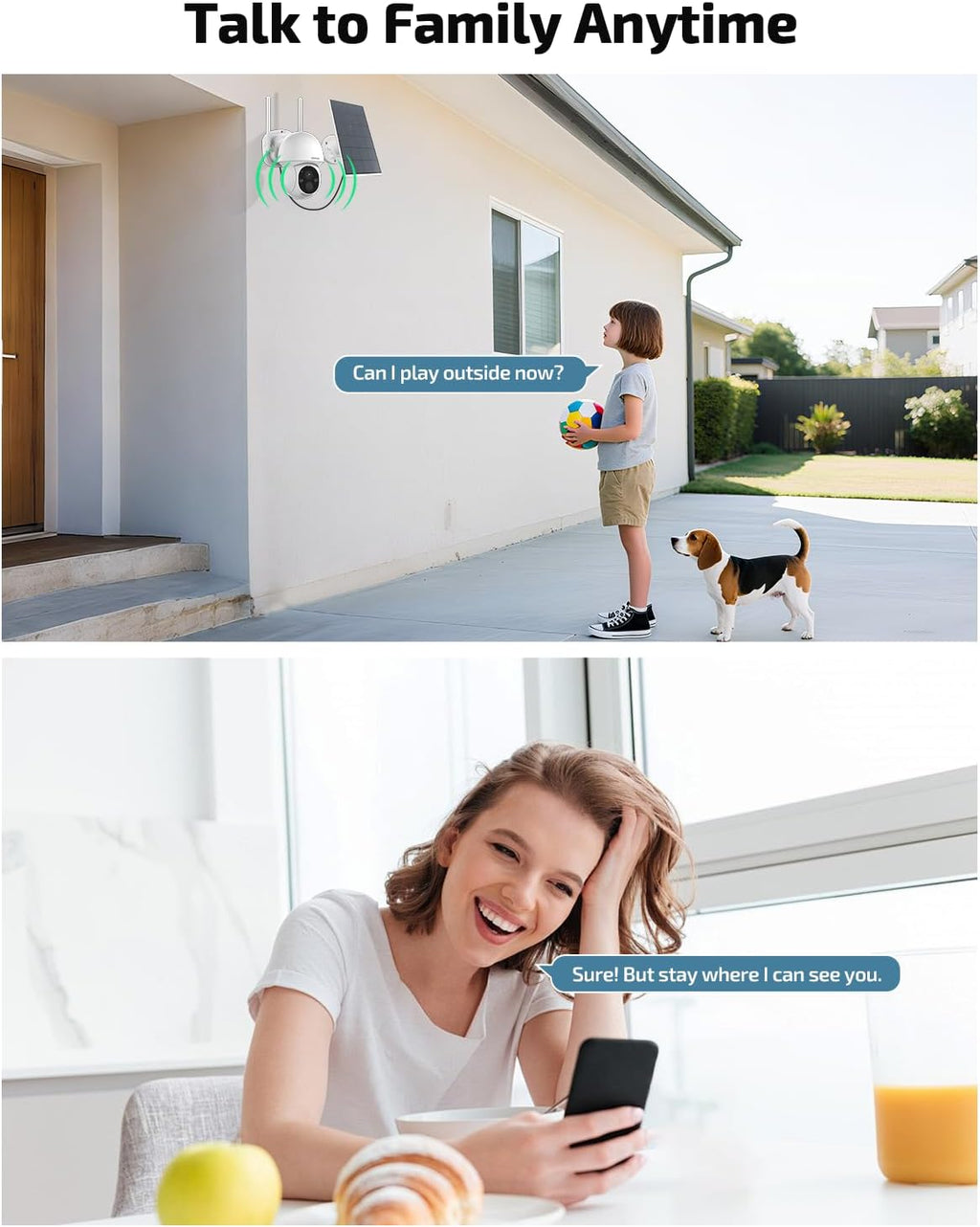《100% Solar Powered & 2-Way Audio》Outdoor Wireless PTZ Camera System, 4MP Solar Powered Battery Cameras,Home Video Surveillance Systems, Surveillance DVR Kits