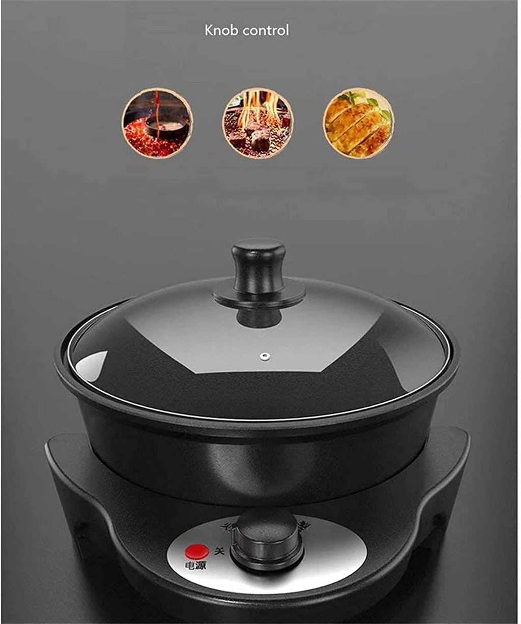 BBQ Electric Grill with Hot Pot Non-stick coating surface, Hot Pot with Glass Lid 2 in 1 Korean Electric Smokeless Grill and Hot Pot (Color : Black, Size : 63 * 26cm)
