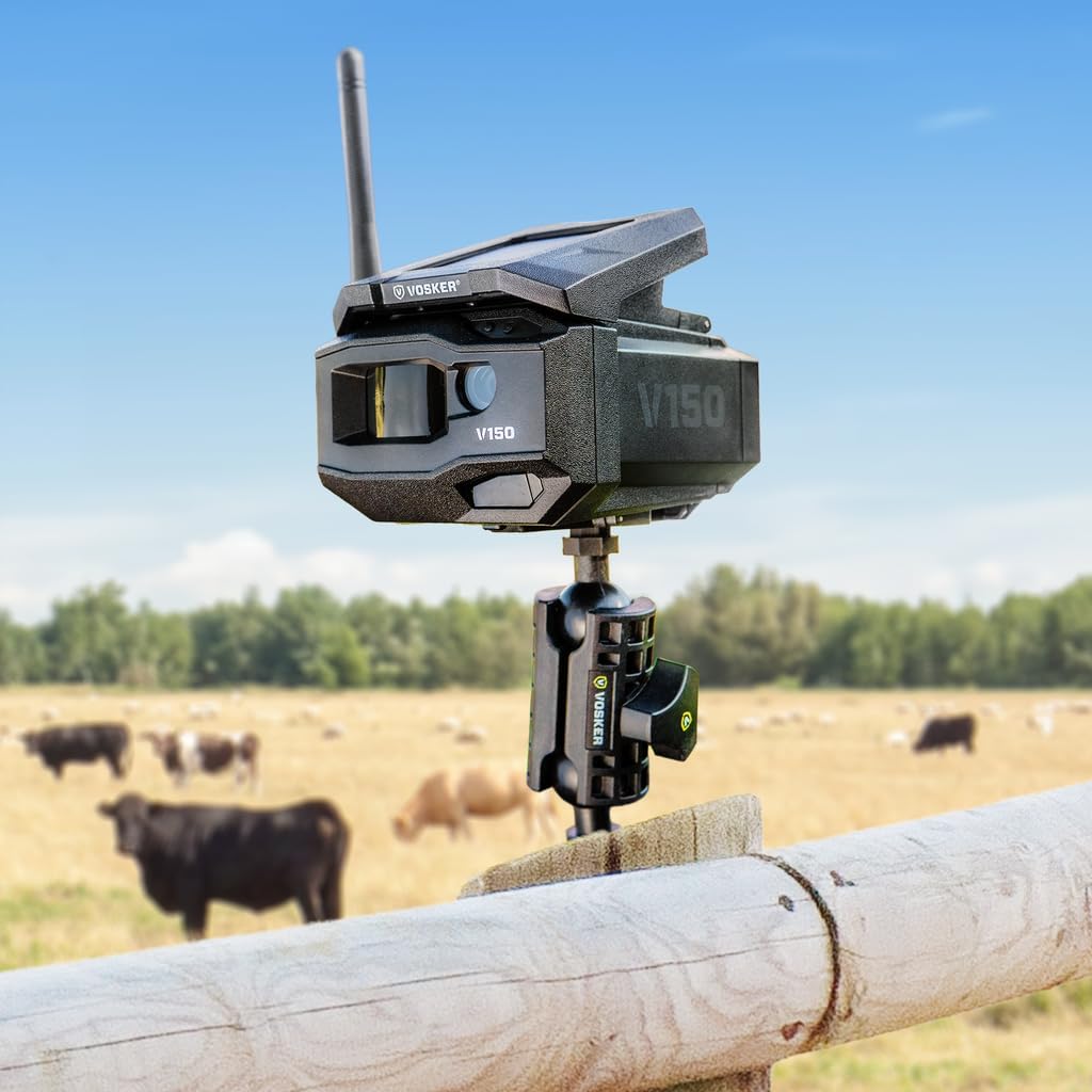 Vosker V150 Farm Pack 4G LTE Solar Security Camera, Wireless Outdoor Surveillance for Farms, Sheds and Equipment Monitoring, No Wi-Fi Required, Night Vision, SIM Card & Mobile App Included
