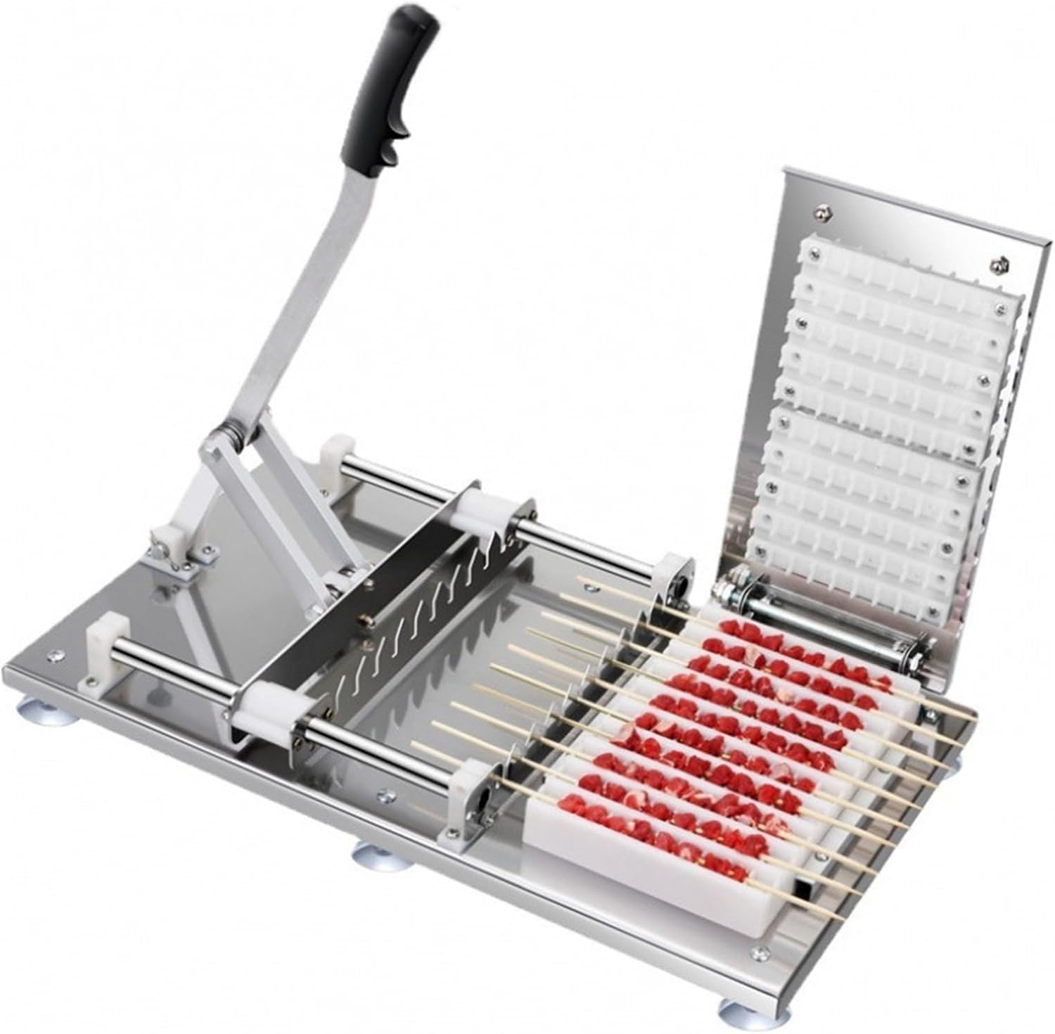 Stainless Steel 10-Hole BBQ Skewer Maker, Manual Kebab Machine for Mutton and Meat, Perfect for Outdoor Picnics & Camping, Durable Skewer Mould, Silver