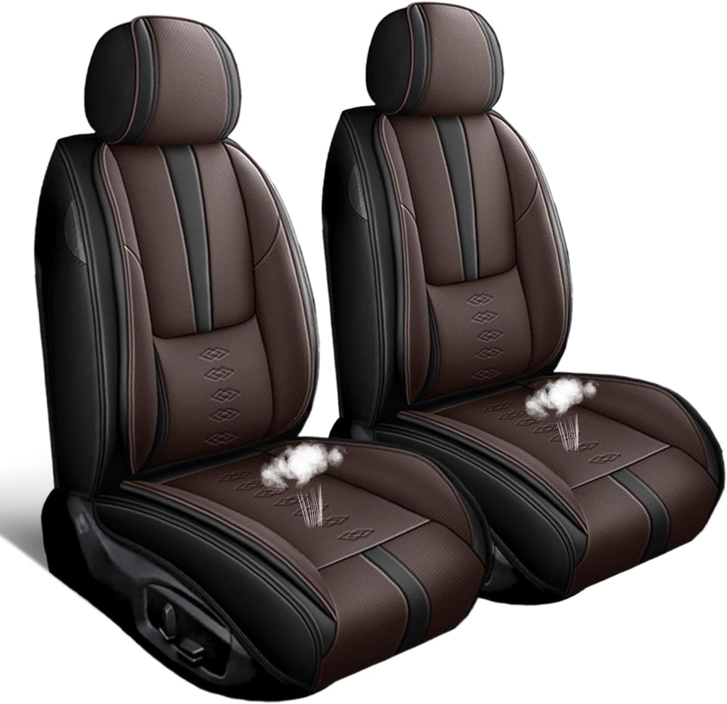 Car Seat Covers 2 Seats Fit for Jeep Wrangler Unlimited 4xe 2021 2022,Waterproof Leather Seat Covers,Airbag Compatible,Car Seat Protectors Interior Sets(Front Set,Black&Brown)