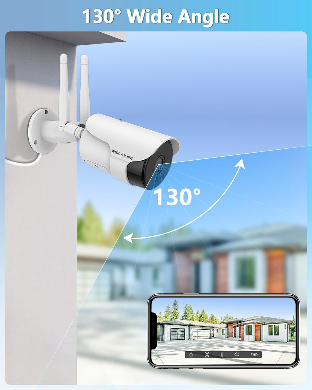 WEILAILIFE 5MP Wireless Security Camera System with 10' Monitor, Outdoor WiFi Home Video Cameras Systems Surveillance DVR Kits