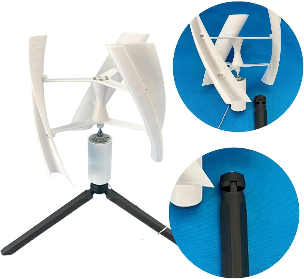 25W Vertical Axis Wind Turbine 15V, Three-Phase Permanent Magnet Generator, 3-Blades PAL DIY Portable Wind Power Turbine Wind Generator Kit For Homes,Boats,Cabins,Gazebos White