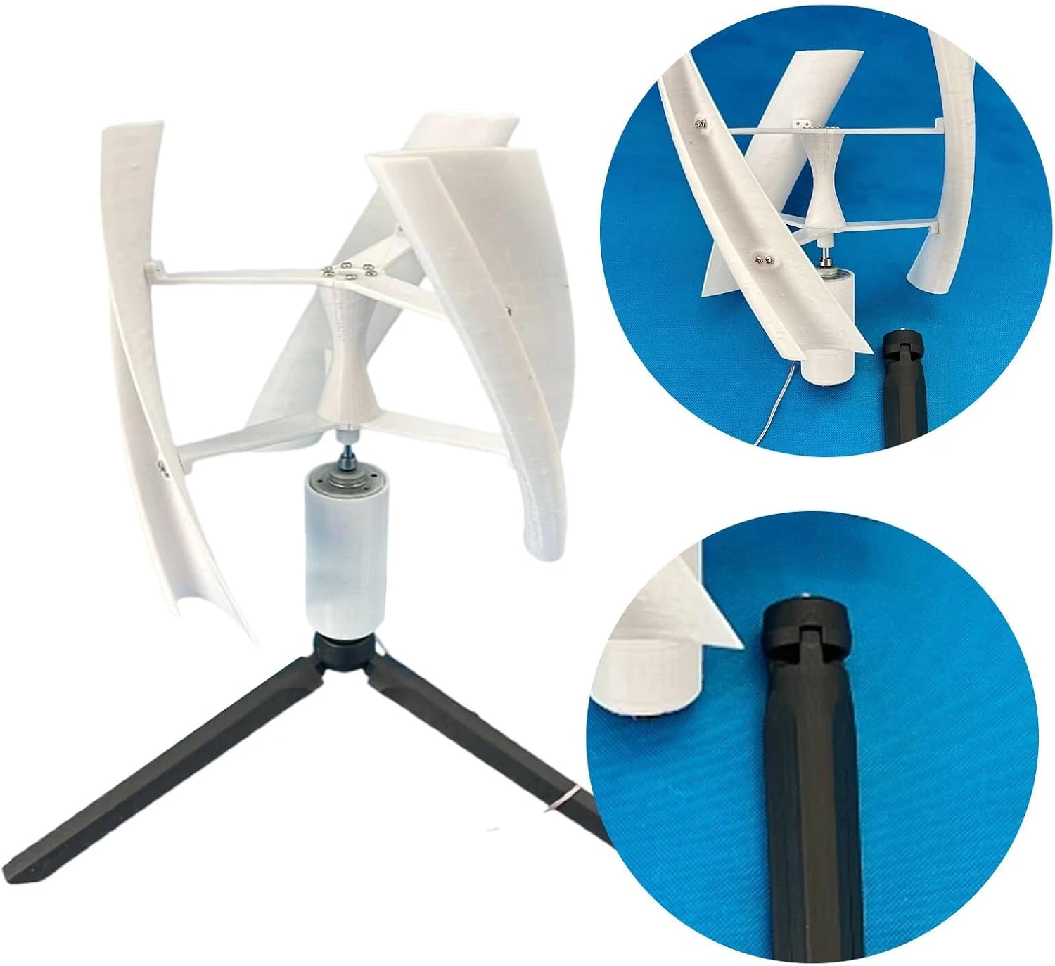 25W Vertical Axis Wind Turbine 15V, Three-Phase Permanent Magnet Generator, 3-Blades PAL DIY Portable Wind Power Turbine Wind Generator Kit For Homes,Boats,Cabins,Gazebos White