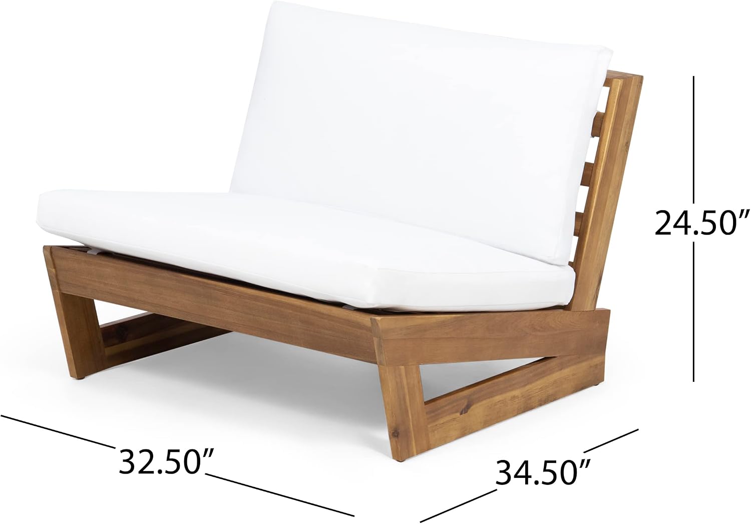 Sherwood Outdoor Club Chair with Cushions - Acacia Wood - Teak/White