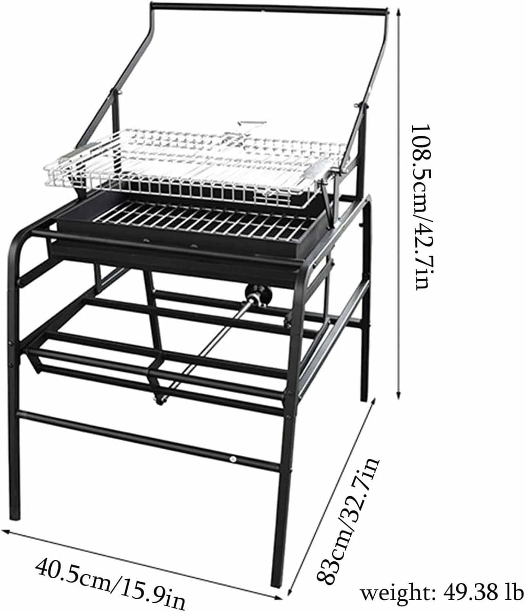 Outdoor Foldable Charcoal Grill,360° Rotating Stainless Steel Barbecue, Large Flipping Outdoor Grill,for Camping,Travel,and Entertainment