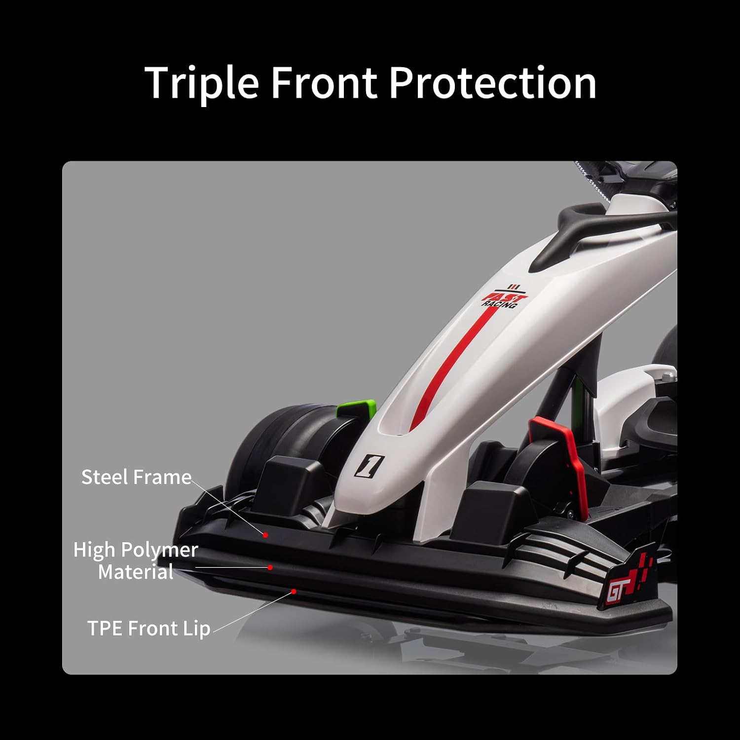 24V Electric Ride Car, Drift Kart for Kids with Adjustable Seat & 8.5MPH Speed, EVA Silent Wheels, Parent-Safety Certified Ride-on Toy
