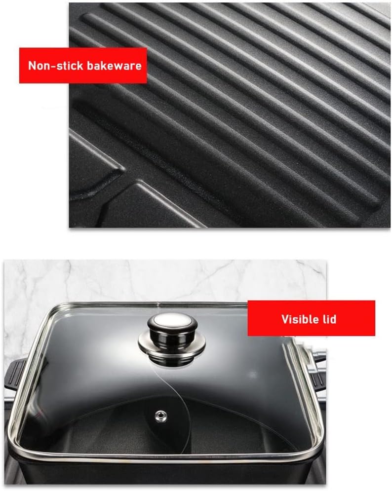 YYDS Hot Pot Multifunctional Electric Oven Household Skewers Machine Smokeless Barbecue Grill Grill Shabu Hot Pot Electric Grill (Color : Black)