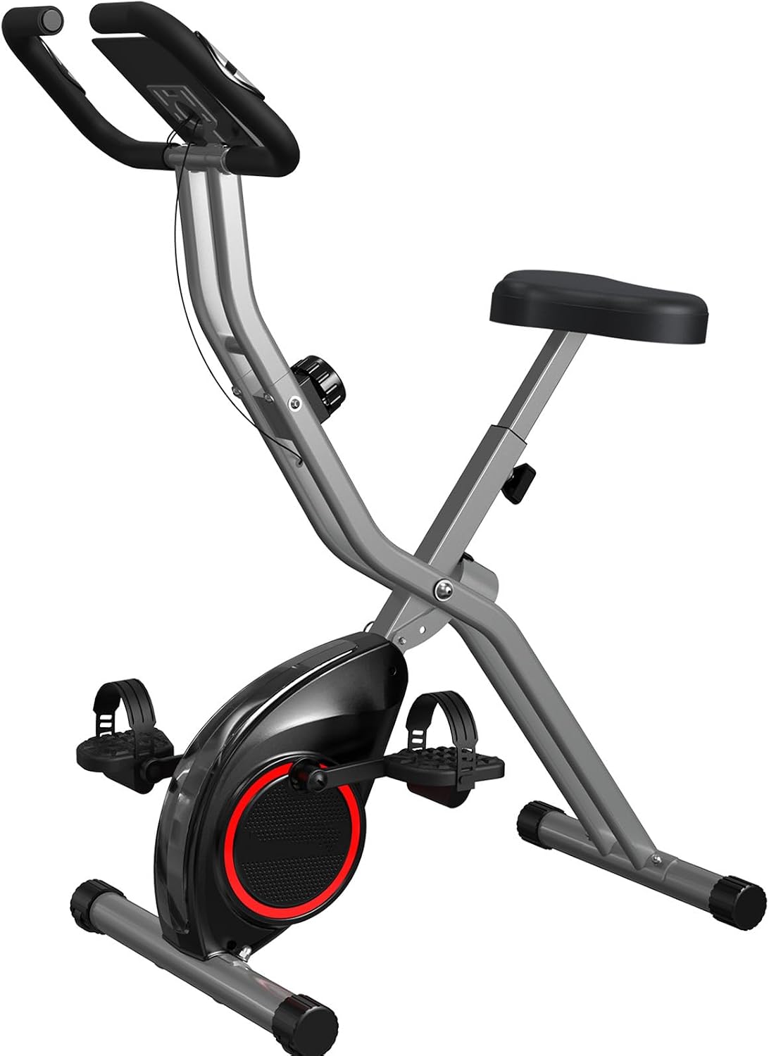 USLIM Foldable Exercise Bike Stationary Bikes for Home, 5 IN 1 Indoor Workout Bike, Cycling Bike with 16-Level Quiet Magnetic Resistance, 6.6 LBS Flywheel and 300LBS Capacity for Senior and Home Workout