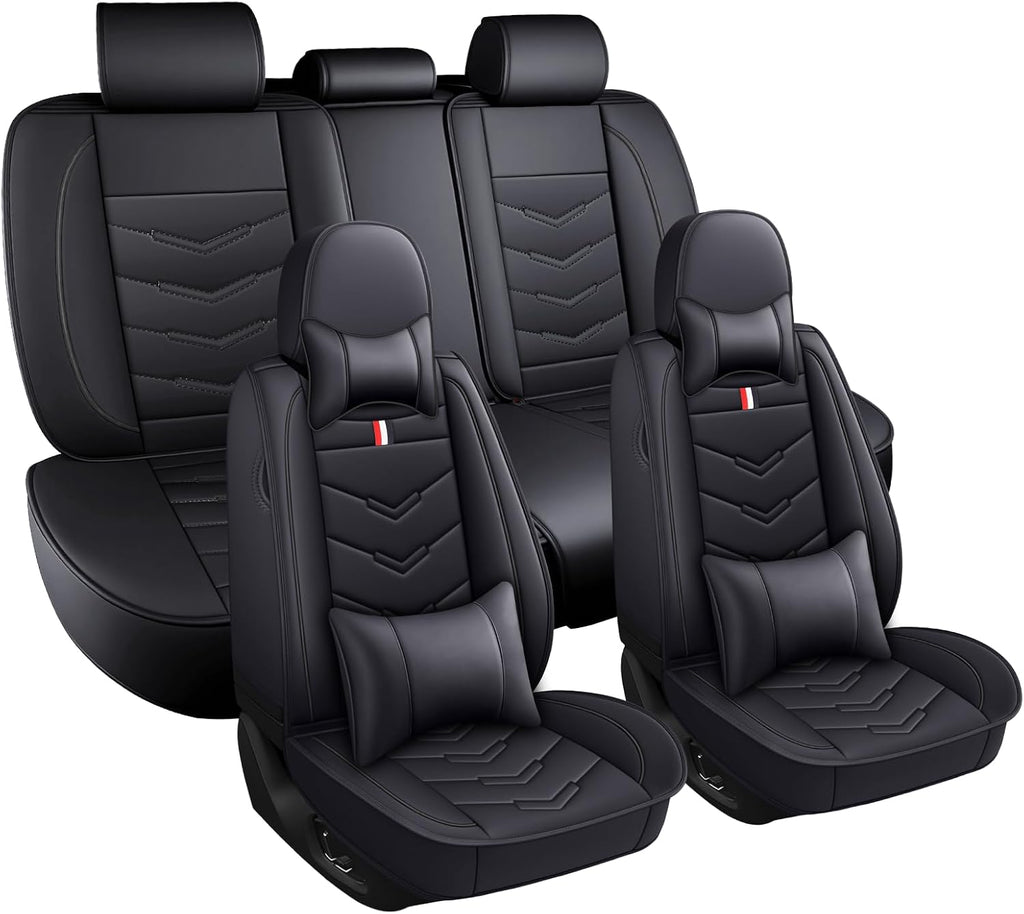 Car Seat Covers Fit for Ford Explorer 2000-2025, Leather Seat Covers for Car, Waterproof Non-Slip Durable Car Seat Protector(5 Seats with Pillow,Black)