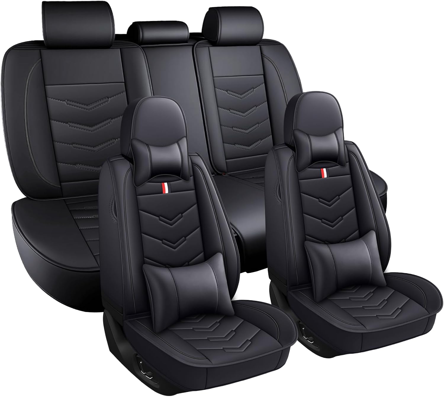 Car Seat Covers Fit for Ford Explorer 2000-2025, Leather Seat Covers for Car, Waterproof Non-Slip Durable Car Seat Protector(5 Seats with Pillow,Black)
