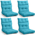 EAGLE PEAK Tufted Outdoor/Indoor High Back Patio Chair Cushions, Set of 4, 46'' x 22'', Blue