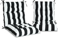 Only choice High Back Adirondack Chair Cushion Set of 2-44'x 22'x 4' Waterproof, Fade-Resistant Outdoor Rocking Chair Cushions for Patio, Garden, Porch (2, Black White Stripes)