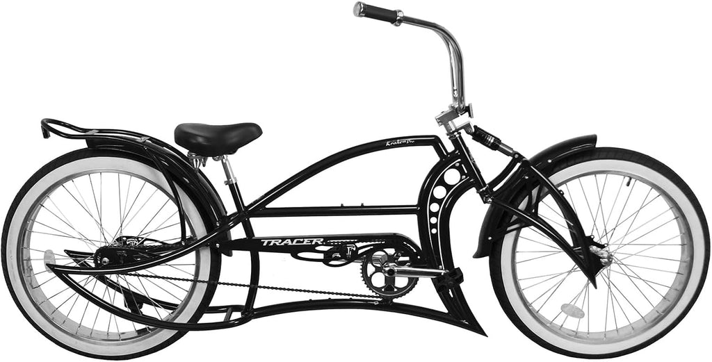 Tracer KRAKER PRO 26 Inch Stretch Chopper Bicycle for Adult,Single Speed Men Lowrider Bike with Oversized Hi-Ten Stretch Steel Frame,Front Wheel 26 * 3.5,Rear Wheel 26 * 4.0 Multiple Colors