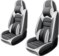 2 Seat Covers for Buick Encore GX 2020-2024 Leather Car Seat Covers Waterproof Anti-Slip Car Seat Protectors Comfort Premium Automotive Seat Covers with Airbag（Luxury,White+Gray）