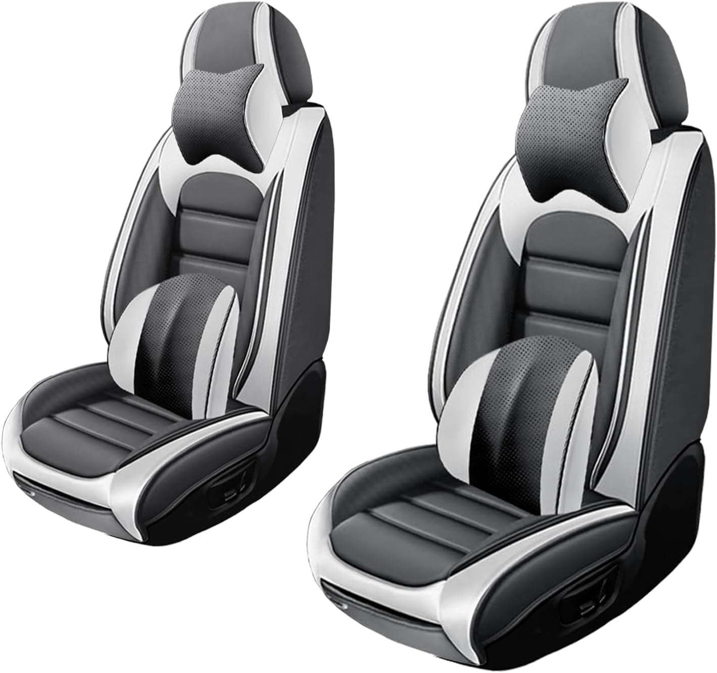 2 Seat Covers for Buick Encore GX 2020-2024 Leather Car Seat Covers Waterproof Anti-Slip Car Seat Protectors Comfort Premium Automotive Seat Covers with Airbag（Luxury,White+Gray）