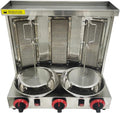 LPG Shawarma Grill Machine Doner Kebab Machine Gas Vertical Broiler Kebab Gyro Grill Machine with 3 Burner， Adjustable Temperature, 360° Rotating