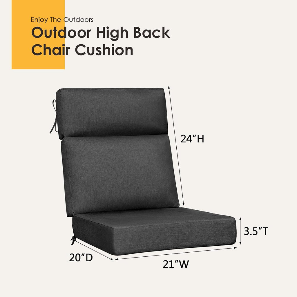 Sunbrella Outdoor High Back Chair Cushion, 2 Pack 44x21 inches Patio Chair Cushions Water Repellent Rocking Cushions Indoor Furniture Seat Pad, Spectrum Carbon