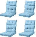 COOS BAY Outdoor Chair Cushions High Back 46x22 Inch, Tufted Patio Seat Cushions with Ties, Water-Resistant Replacement Pads, 4 Pack, Aqua Blue