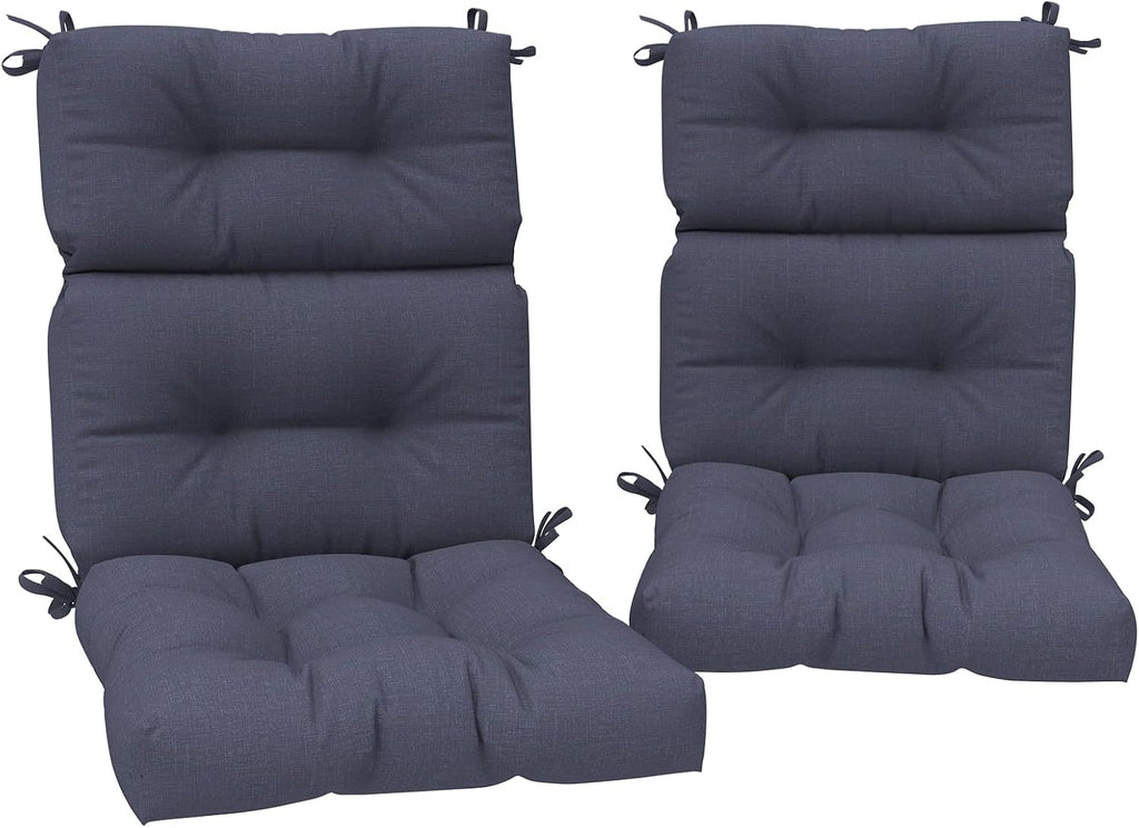 DYTXIII Outdoor High Back Chair Cushions Set of 2, Water Repellent Tufted Rocking Seat Cushions Replacement 44 x 22 Inch, Seat & Back Chair Pads for Patio, Balcony and Indoor Use -Textured Navy
