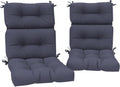 DYTXIII Outdoor High Back Chair Cushions Set of 2, Water Repellent Tufted Rocking Seat Cushions Replacement 44 x 22 Inch, Seat & Back Chair Pads for Patio, Balcony and Indoor Use -Textured Navy
