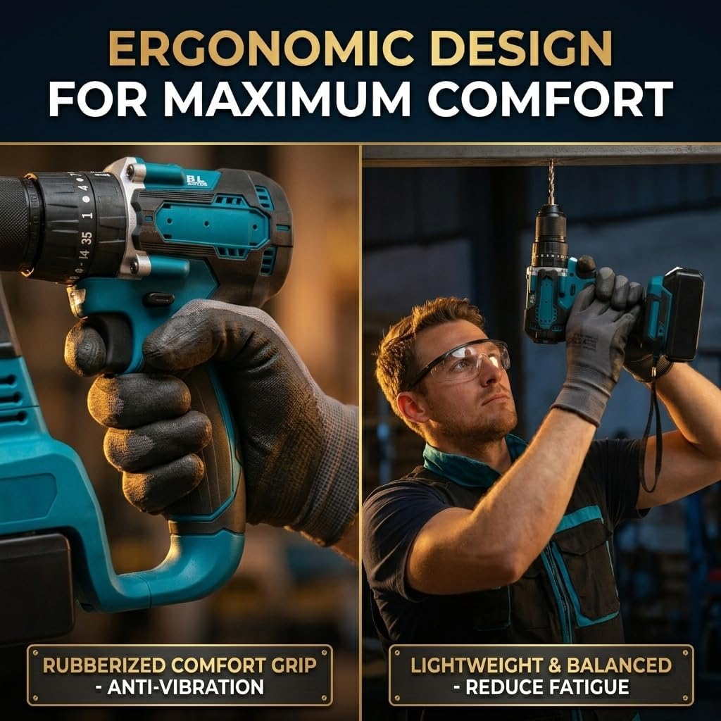 SELFIE CAT 4 Set Brushless Cordless Combo Kit Power Tools, Hammer/Angle Grinder/Impact Wrench/Drill Impact Drill Set, Cordless Drill and Impact Driver Combo With 4 Battery&2 Chargers for Home, DIYers